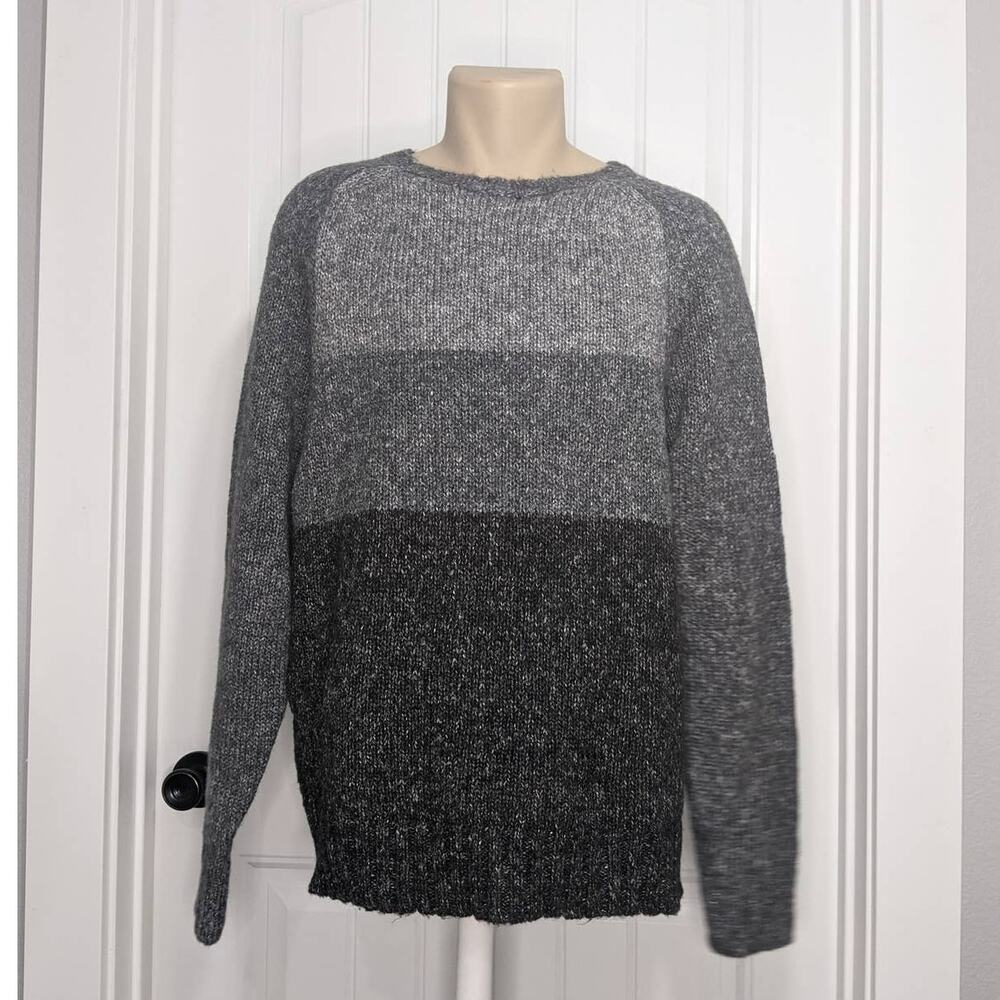 Club Room Sweater XL Men's Knit Colorblock Crewneck Charcoal Heather Gray Career